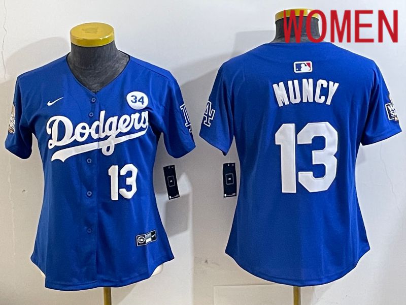 Women Los Angeles Dodgers #13 Muncy Blue Game 2024 Nike MLB Jersey style 11213